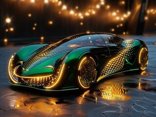 Green futuristic supercar.
