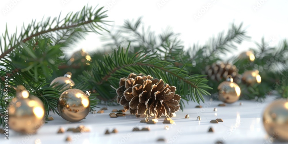 Poster a bunch of pine cones sitting on a table. suitable for nature or rustic themed designs