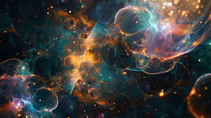 An Abstract Interpretation Of The Cosmic Web, Where Threads Of Dark Matter Intertwine With Strands Of Luminous Energy To Form The Underlying Structure Of The Universe