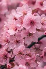 Naklejka premium Close up of a bunch of pink flowers, perfect for floral backgrounds