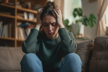 Obraz premium Coping with life's burdens: nuanced emotions of depression and stress, visual narratives that resonate with understanding and empathy. 