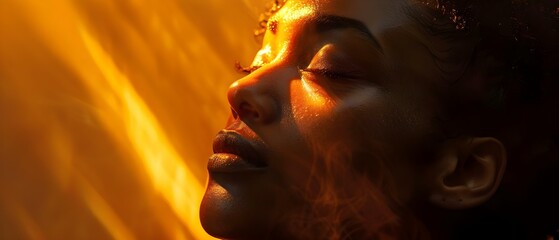 Glowing Contemplation: A Portrait in Sunlight. Concept Sunlit Portraits, Natural Lighting, Golden Hour Photography, Contemplative Expression
