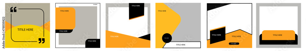 Poster set of editable minimal square banner template. suitable for social media post and web internet ads.