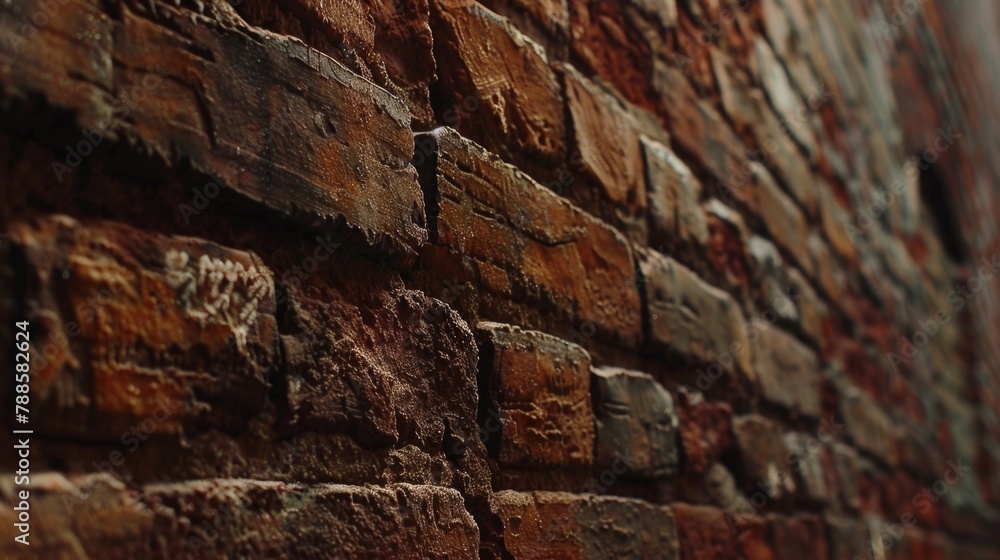 Poster Close up of a brick wall with a clock, suitable for time concept designs