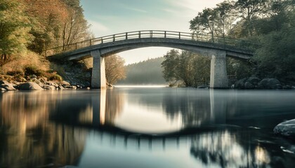 Fototapeta na wymiar serene bridge calm water the journey to spiritual standard lens background