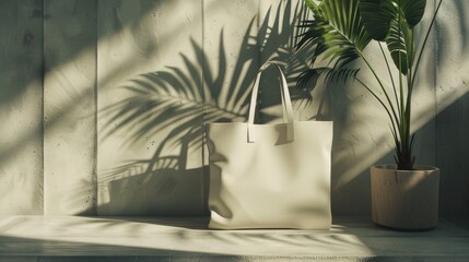 canvas tote bags, each boasting unique materials and designs, against a backdrop exuding quality and choice, with subtle cues hinting at durability and aesthetic appeal. - obrazy, fototapety, plakaty