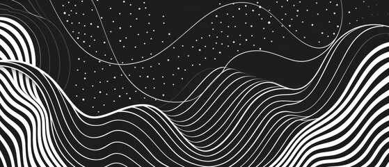 Abstract background with lines and circles in dark colors for design illustration or web banner elegant black background with lines and curves Generative AI