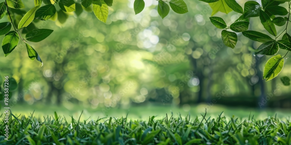 Aufkleber A serene view of a lush green field with trees in the background. Suitable for various nature-themed projects