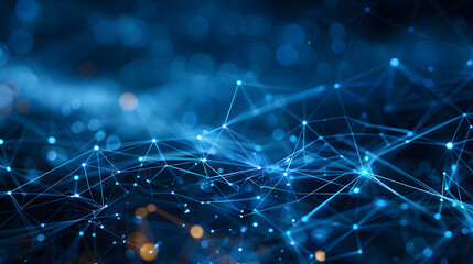 Abstract Network Connections with Blue-Toned Dots and Lines