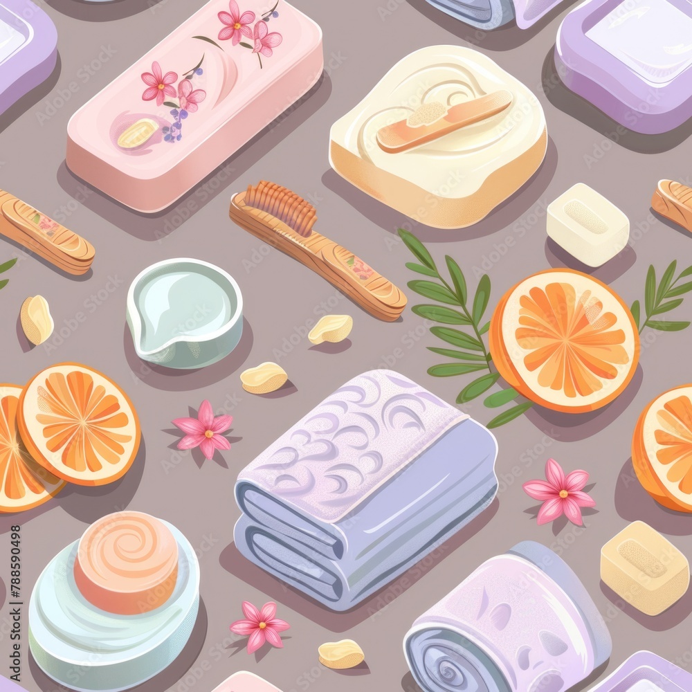 Poster various types of soap bars displayed on a table. ideal for beauty or hygiene concepts