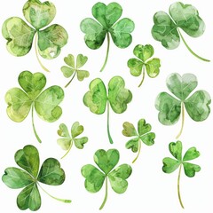 Watercolor of St Patrick's Day, clipart set clover leaf white background for event artwork