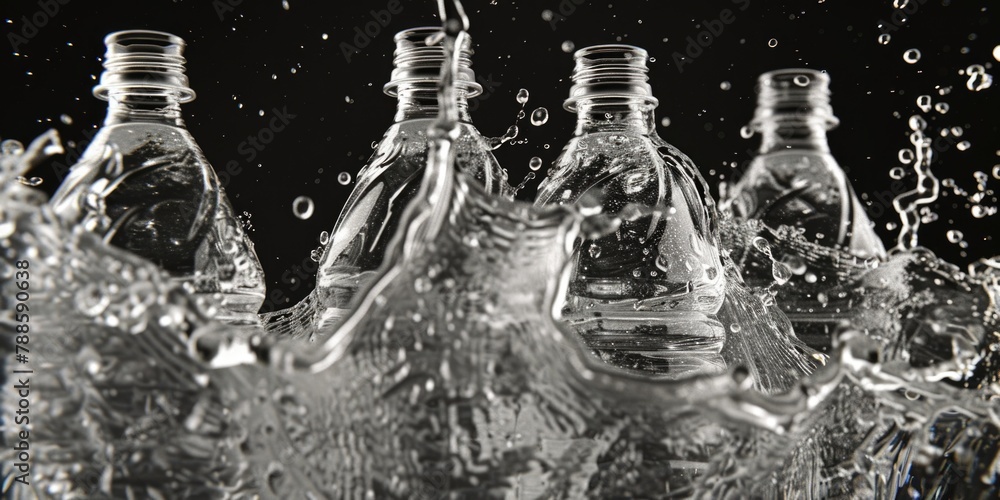 Aufkleber Group of empty water bottles floating in water. Can be used for environmental pollution concepts
