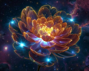 Celestial Glow Floral Illustration