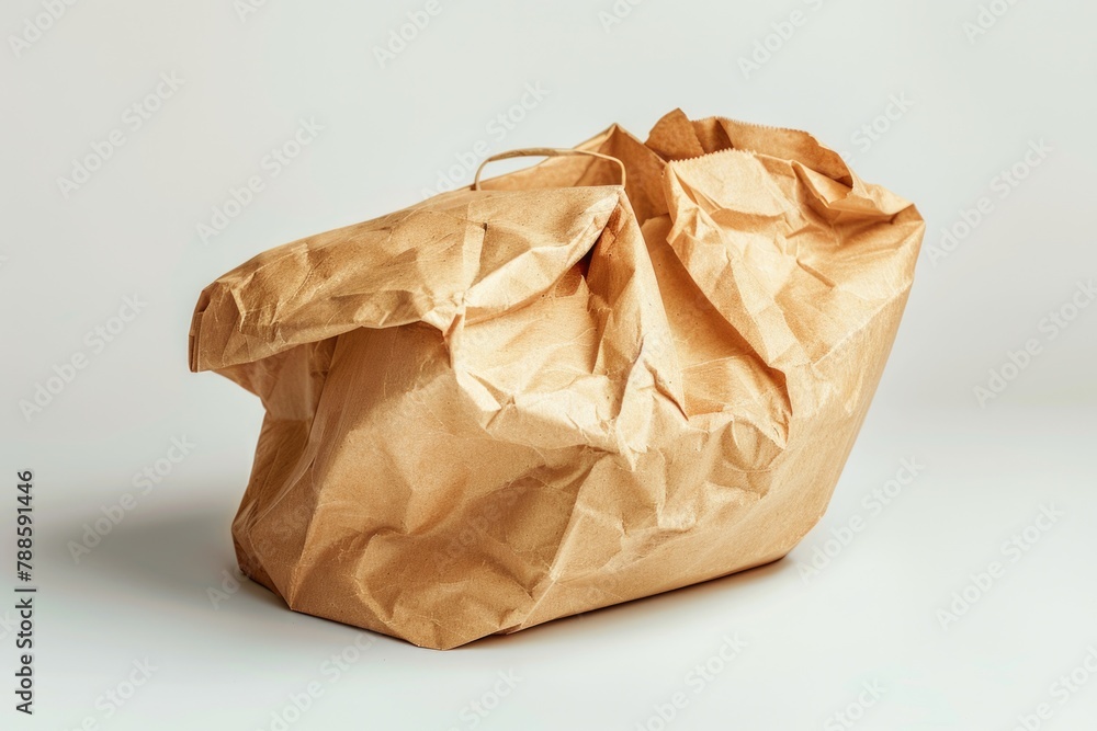Poster A simple brown paper bag on a table. Suitable for various concepts
