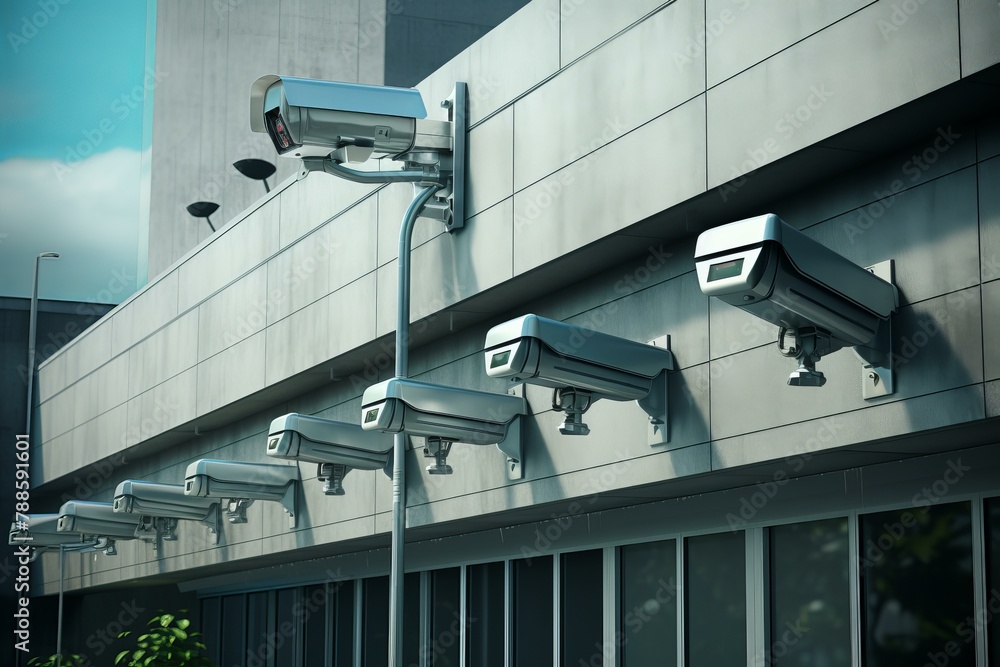 Poster high-resolution security camera. record safety secure. generate ai
