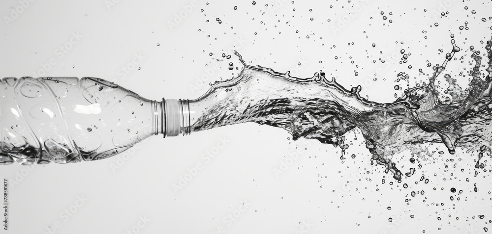Poster high-speed image of a water bottle splashing