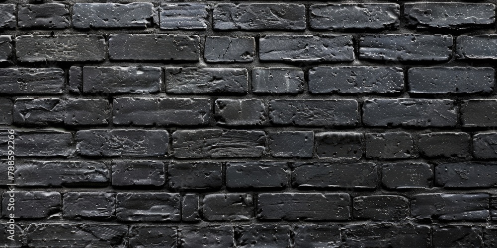 Poster A simple black brick wall background suitable for various design projects.