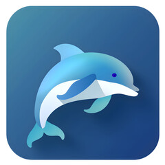 icons cute dolphin isolated on transparent background , png file