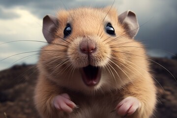Delightful Hamster selfi. Domestic cute alone. Generate Ai
