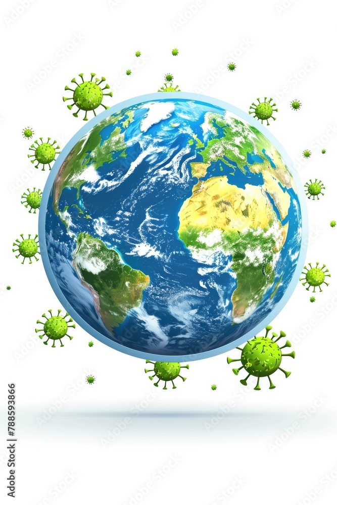 Poster image of the earth with small particles around it. suitable for scientific and environmental concept
