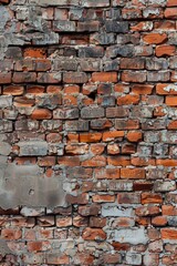 A red brick wall with a metal plate attached. Suitable for industrial or urban backgrounds