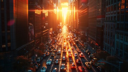 Capture the bustling streets of a futuristic cityscape using hyper-realistic digital rendering techniques Show towering skyscrapers and AI-powered transportation systems from unexpected camera angles