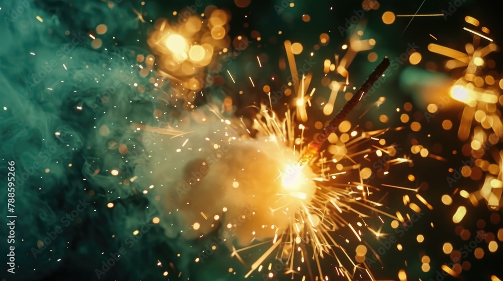 Poster close-up shot of a person holding a sparkler, suitable for festive occasions