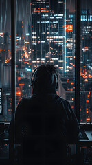 people working crypto trading wearing hoodies seen from behind
