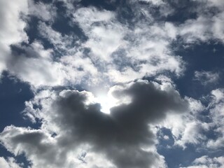 Obraz premium sky, clouds, cloud, blue, nature, weather, cloudy, cloudscape, white, summer, day, light, sun, heaven, air, wind, backgrounds, dramatic