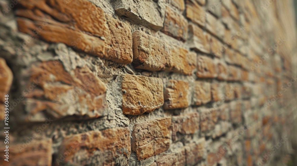 Poster A close-up shot of a brick wall with a clock, suitable for various design projects