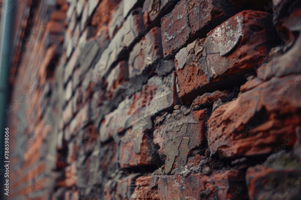 Poster close up of a brick wall with a clock, perfect for time concept designs