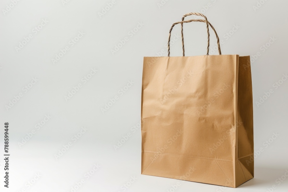 Aufkleber a simple brown paper bag on a clean white surface. suitable for various concepts and designs