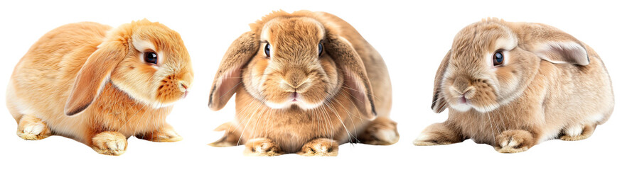 Fototapeta premium Adorable Rabbit Holland Lop isolated on Transparent Background. AI generative