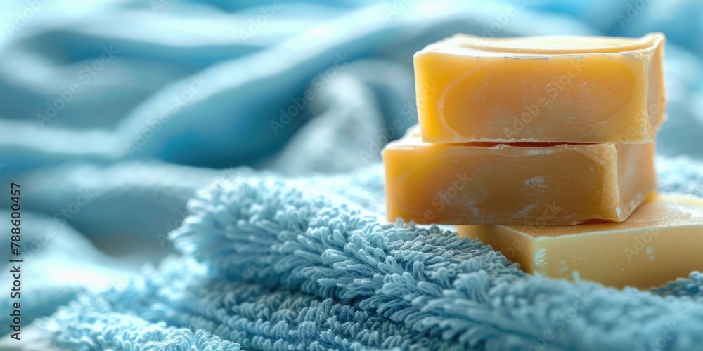 Aufkleber Simple image of three soap bars stacked together. Ideal for hygiene and cleanliness concepts