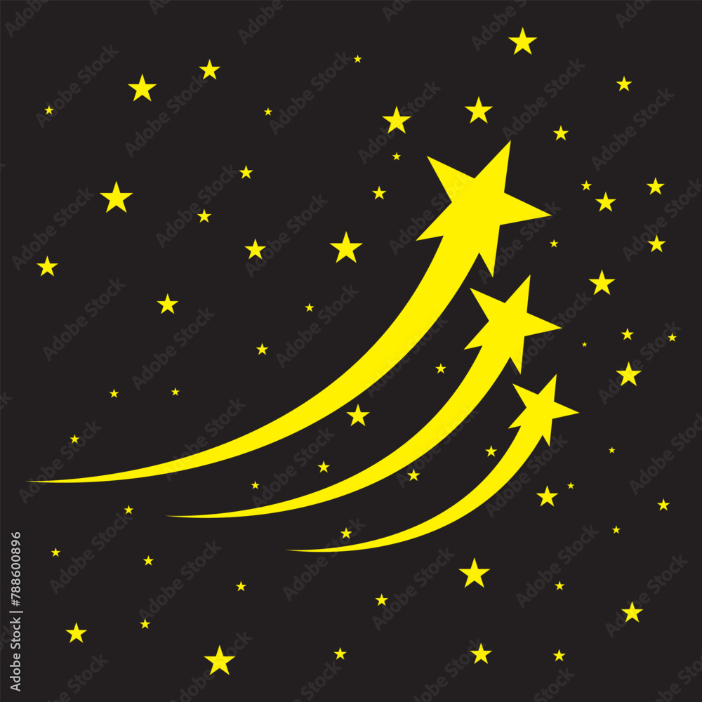 Poster shooting stars icon vector set. abstract silhouette of shooting star. meteorite and comet symbols. f
