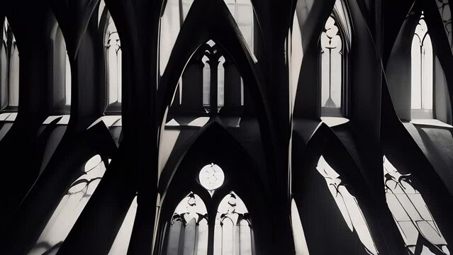 Kaleidoscope of shadows playing on the vaults of a Gothic cathedral