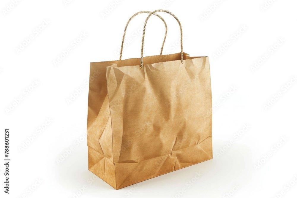 Poster a simple brown paper bag on a clean white background. suitable for various concepts and designs