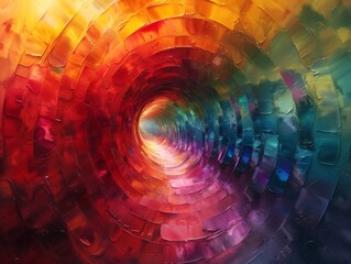 Rainbow color tunnel futuristic style abstractionism - obrazy, fototapety, plakaty