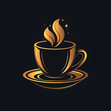 Logo Golden Aroma: Luxury Coffee Cup Design