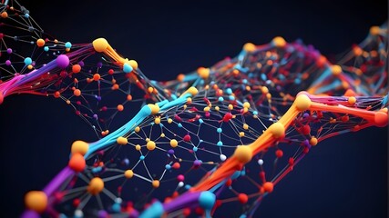 Bright molecular DNA network an abstract big-data illustrations