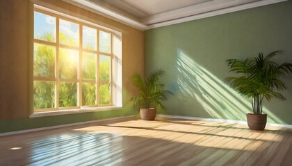 room with window sun and shadow with plant