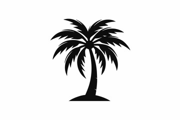 Black Silhouette Palm Tree with Simple Logo Design.