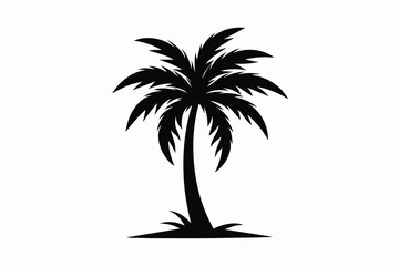 Black Silhouette Palm Tree with Simple Logo Design.