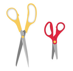 large and small scissors set flat style stationary sharp