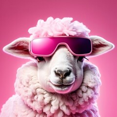 sheep wearing pink sunglasses