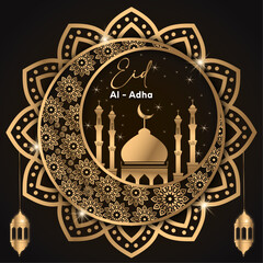 Eid al Adha Mubarak festival Islamic background.Eid greetings card.