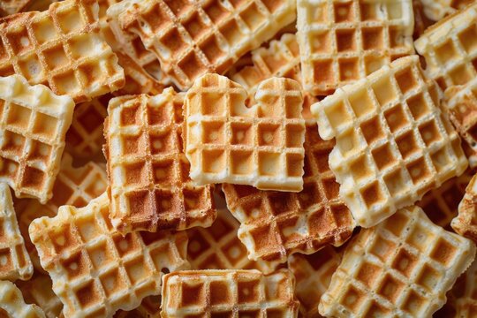 Close-up Wafer Texture Background for Waffle, Biscuit, and Dessert Food Photography. Perfect for Diet and Breakfast Themed Pictures