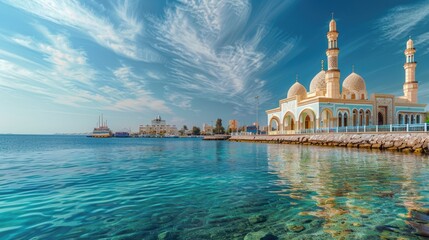 Explore: Seascape with Stunning Mosque Architecture along the Quay