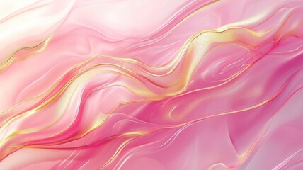 The abstract picture of the two colours of pink and gold colours that has been created form of the waving shiny smooth satin fabric that curved and bend around this beauty abstract picture. AIGX01. - obrazy, fototapety, plakaty