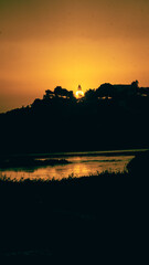Sunset sur la mer en Grèce